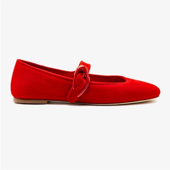 NWOT Larroudé Verona ballet flats in scarlet suede - Picture 10 of 13